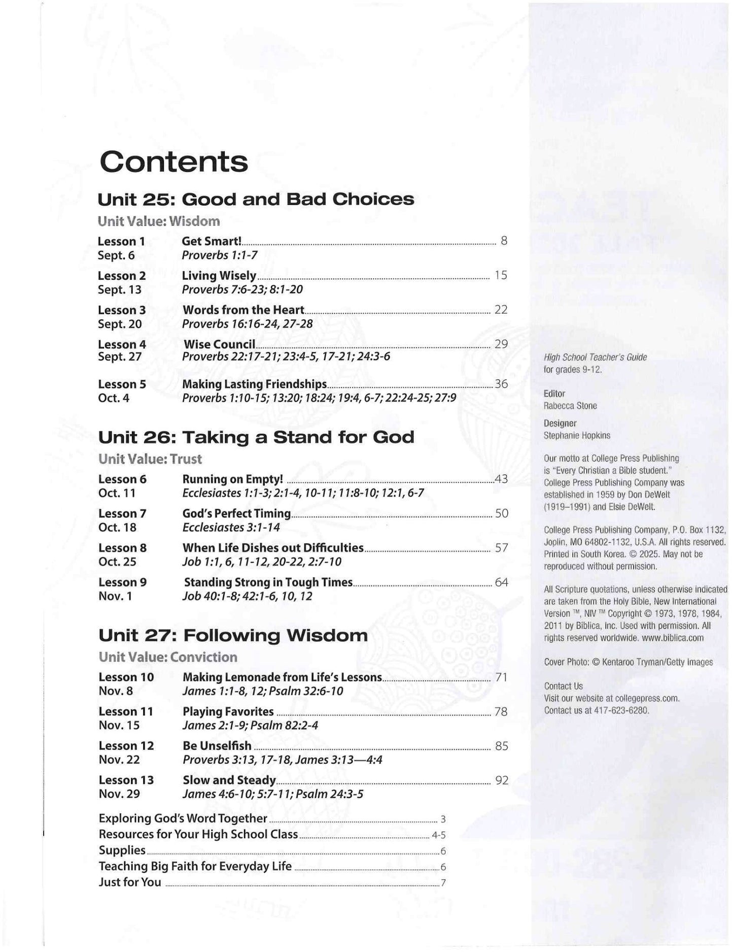 High School (9th-12th grade) Teacher's Guide