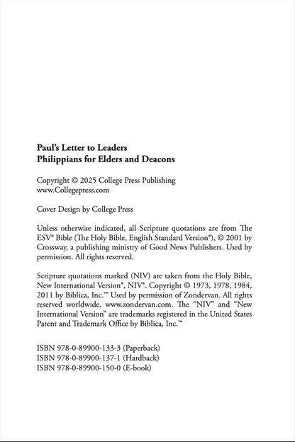 Paul's Letter To Leaders: Philippians for Elders and Deacons