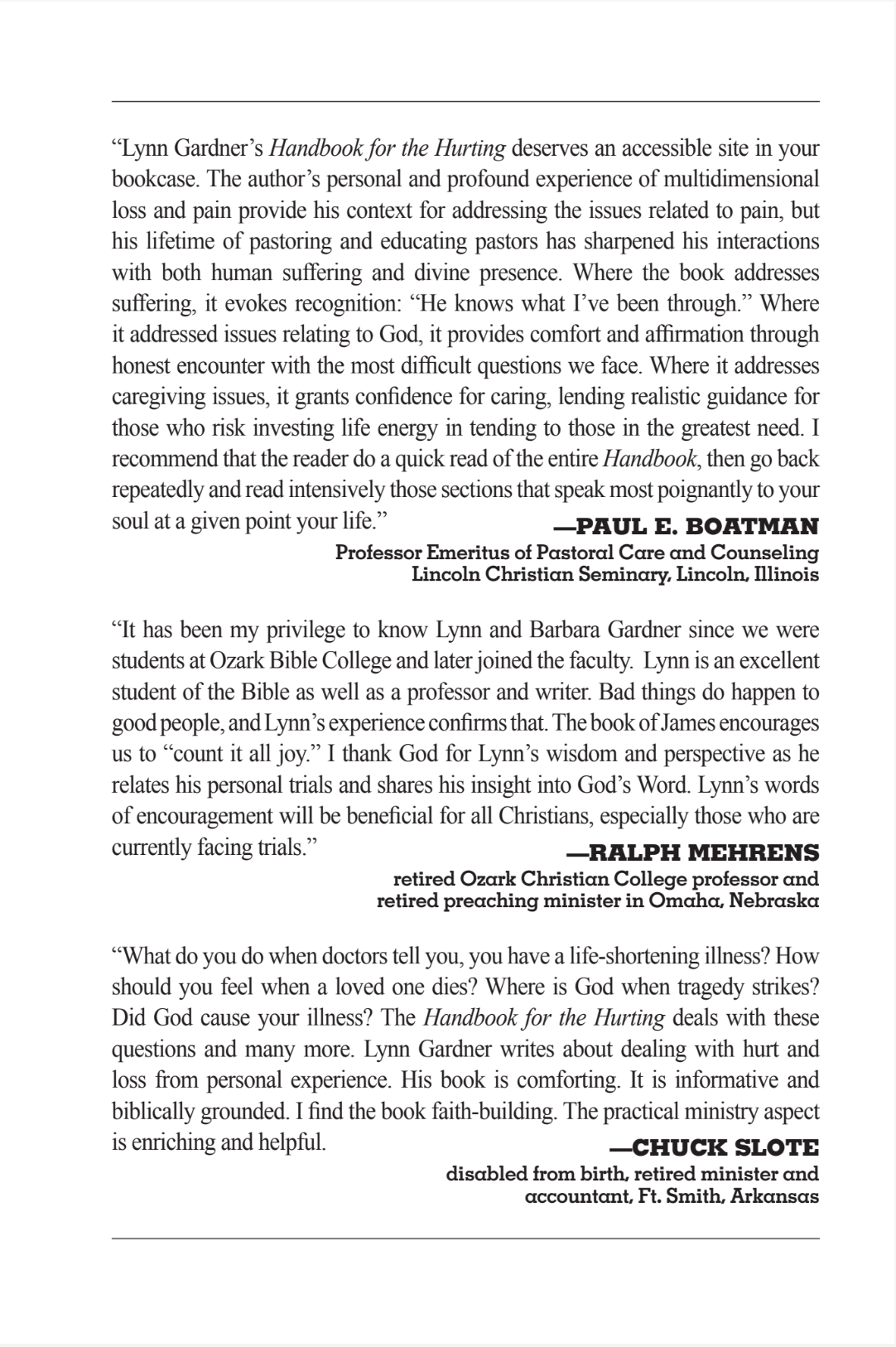 Handbook for the Hurting