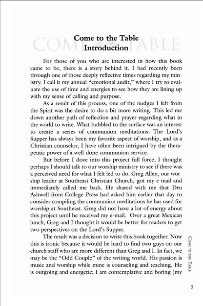 Come To The Table: 52 Meditations for the Lord's Supper