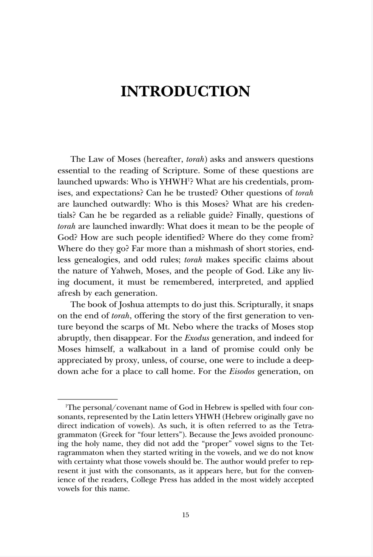 A scanned book page with the title 'INTRODUCTION' at the top and a dense block of text below, photographed or scanned against a white page background.