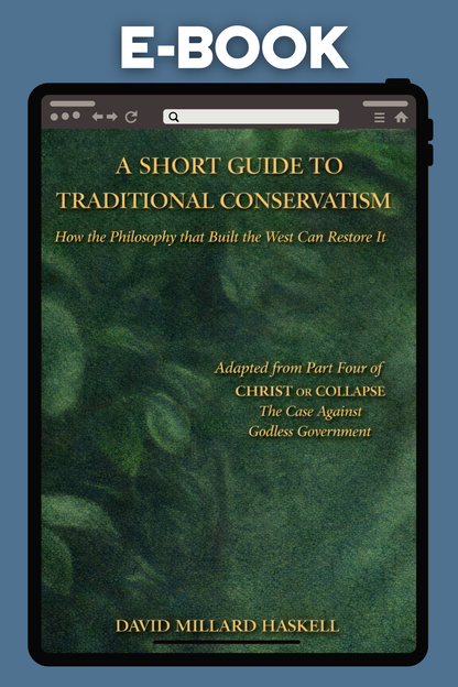 E-book cover of 'A Short Guide to Traditional Conservatism' by David Millard Haskell on a blue background.